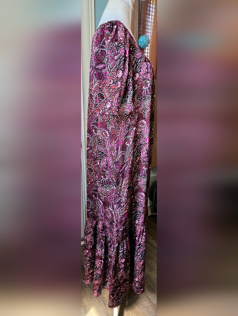 Maeve Anthropologie Lisabetta Tiered Maxi Dress Women's M Purple Paisley Satiny - Picture 5 of 15
